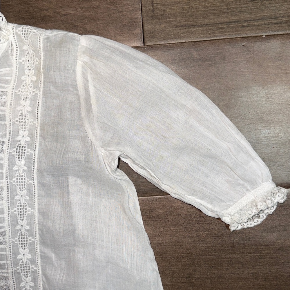Antique Edwardian Christening Gown Hand Embroidered Lace Heirloom Gown - Picture 4 of 9